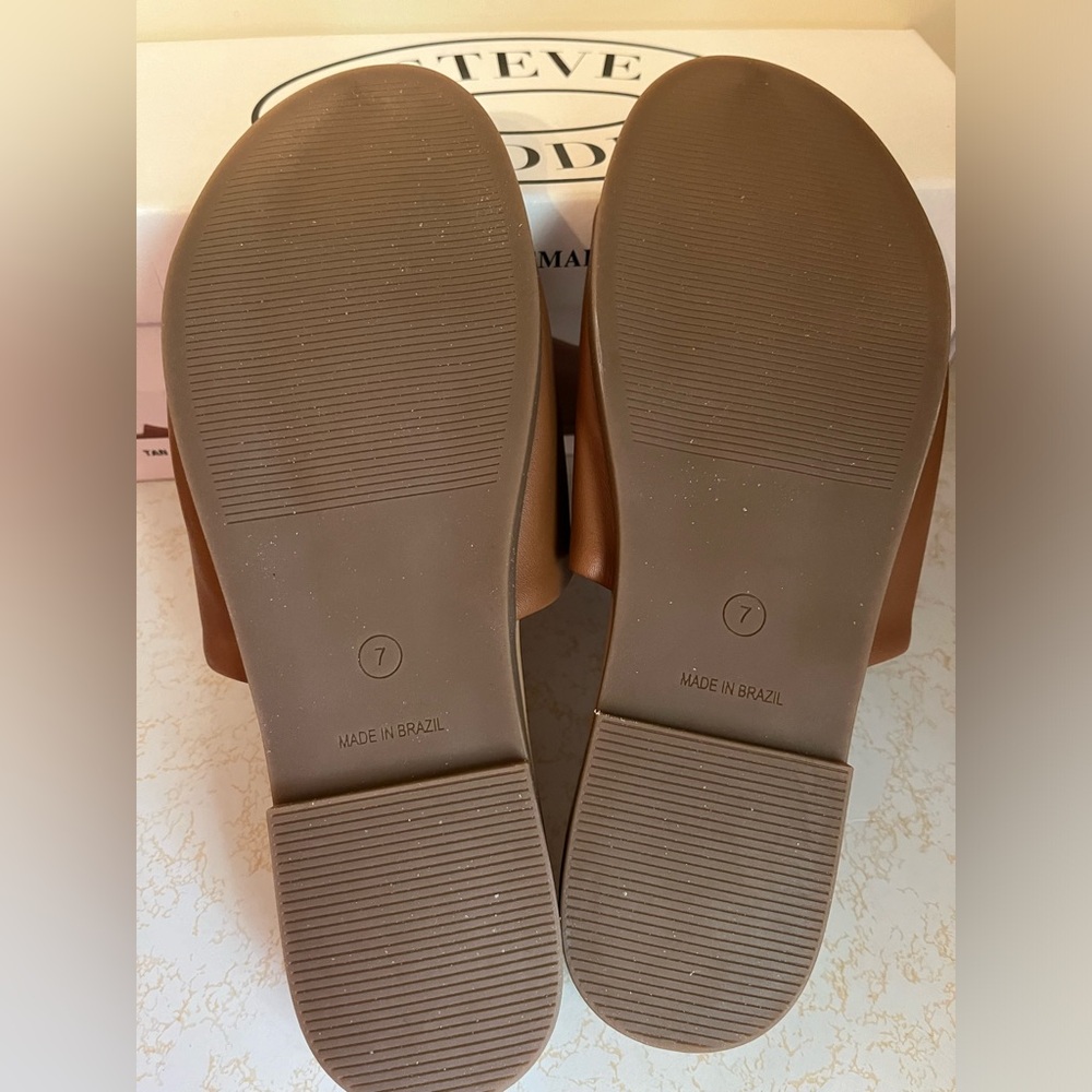 Steve Madden TAN Leather Sandals/Slip ons 7, EU 37.5 - Picture 6 of 8